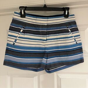 J. Crew Blue and White Striped Women's Chino Shorts